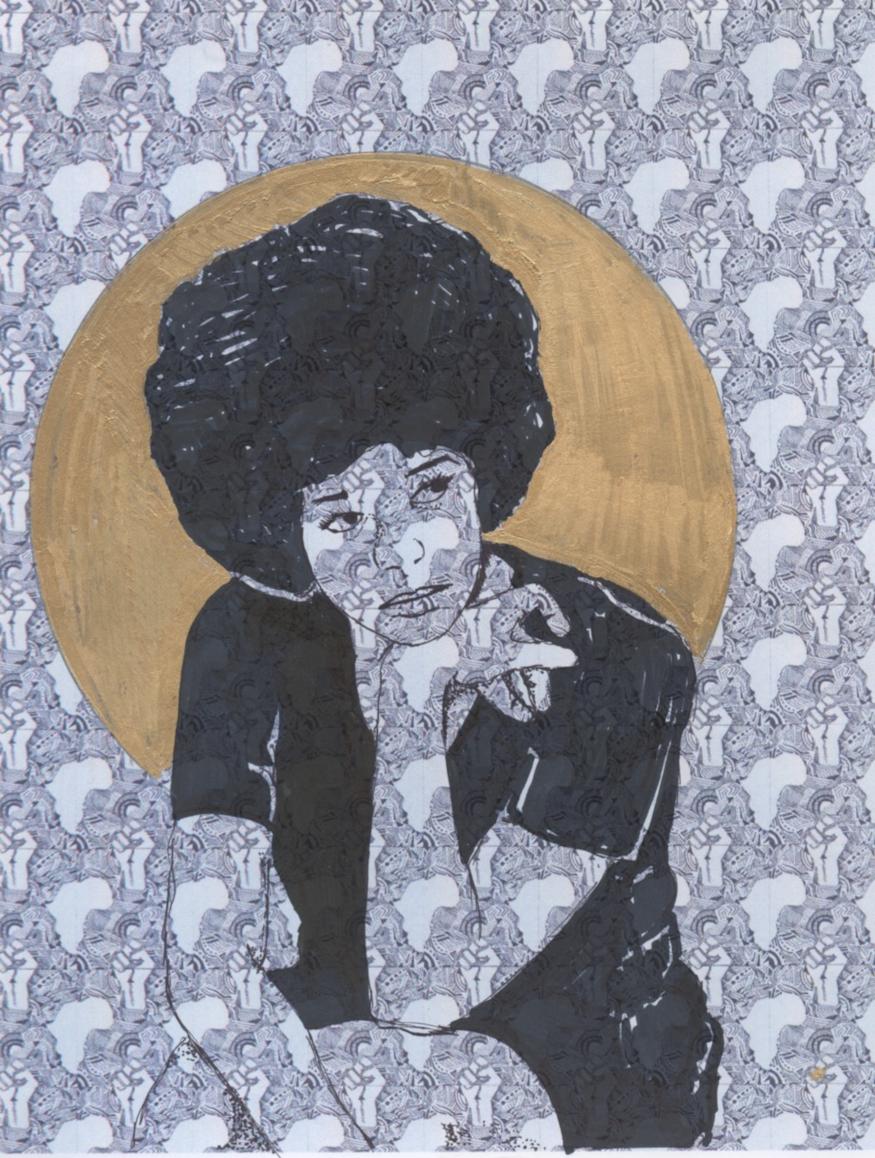 Kiayani Douglas painting of a young black women in thought